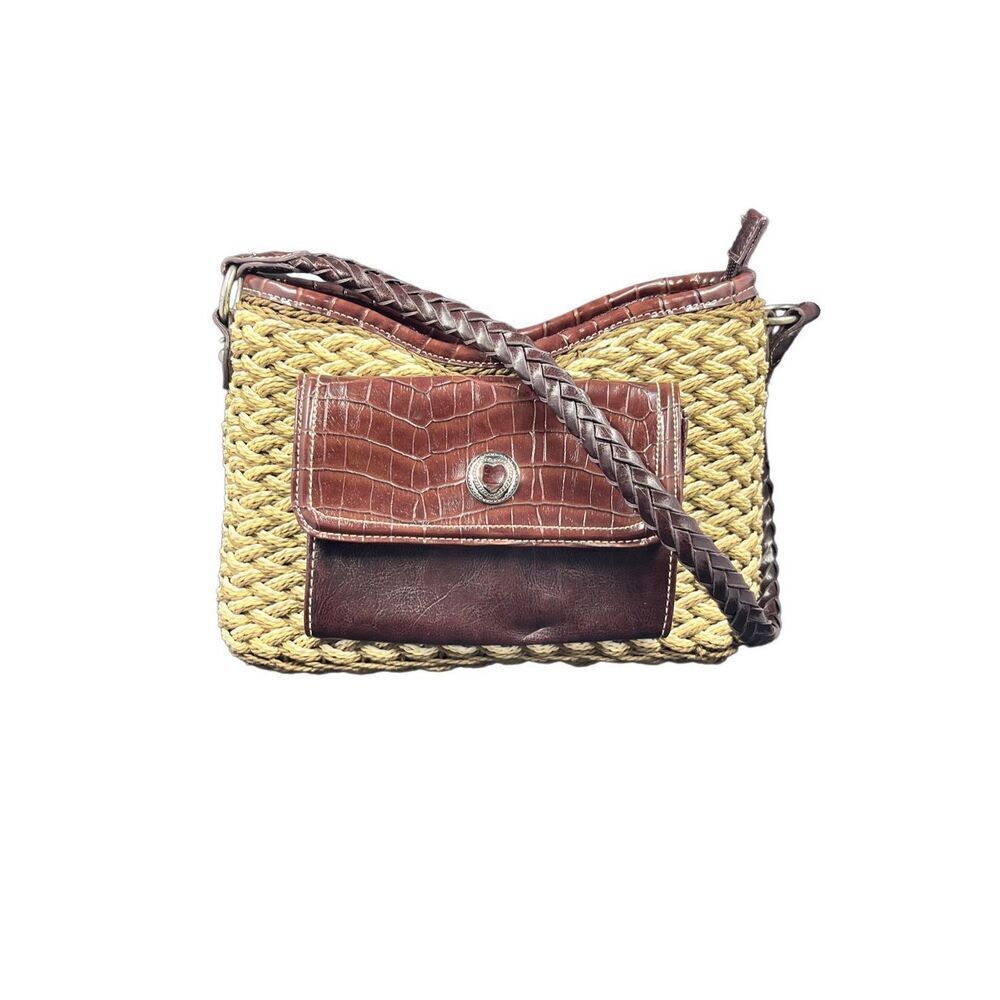 Marlo tan brown leather woven vintage purse